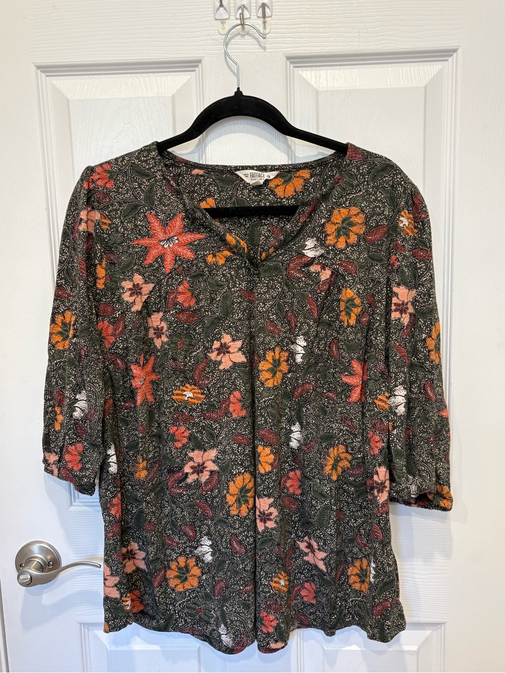 Fat face Green Floral Button-Front Women’s Top #1229